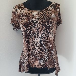Shannon Ford Brown & Tan Animal Print Shirt Size Small